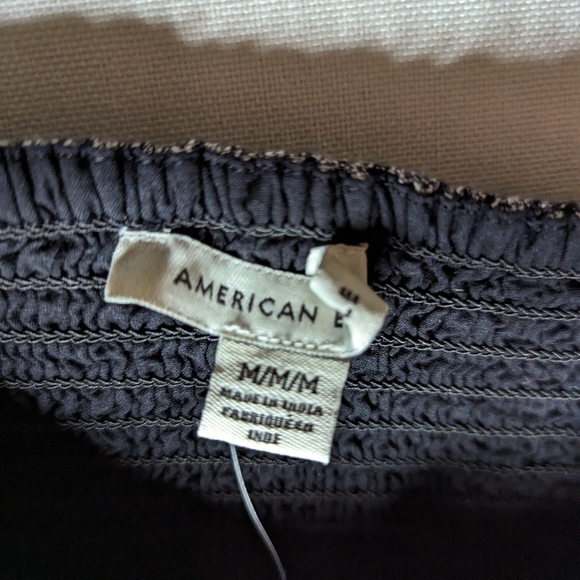 American Eagle NEW Black Plaid Square Neck Tank Crop Top Size Medium - Picture 4 of 9